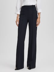 Reiss Navy Claude High Rise Flared Trousers - Image 1 of 6