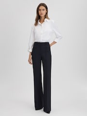 Reiss Navy Claude High Rise Flared Trousers - Image 3 of 6