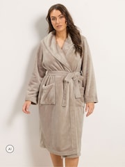 Yours Curve Brown Luxe Dressing Gown - Image 1 of 6