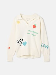 Joules Set Match Cream Jumper with Tennis Embroidery - Image 1 of 1