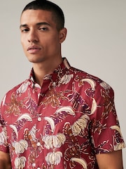 Red Printed Floral Short Sleeve Shirt - Image 1 of 7