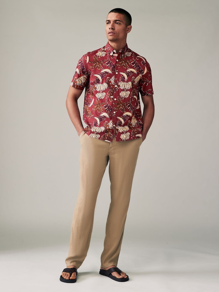 Red Printed Floral Short Sleeve Shirt - Image 2 of 7