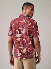 Red Printed Floral Short Sleeve Shirt - Image 3 of 7