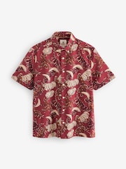 Red Printed Floral Short Sleeve Shirt - Image 5 of 7