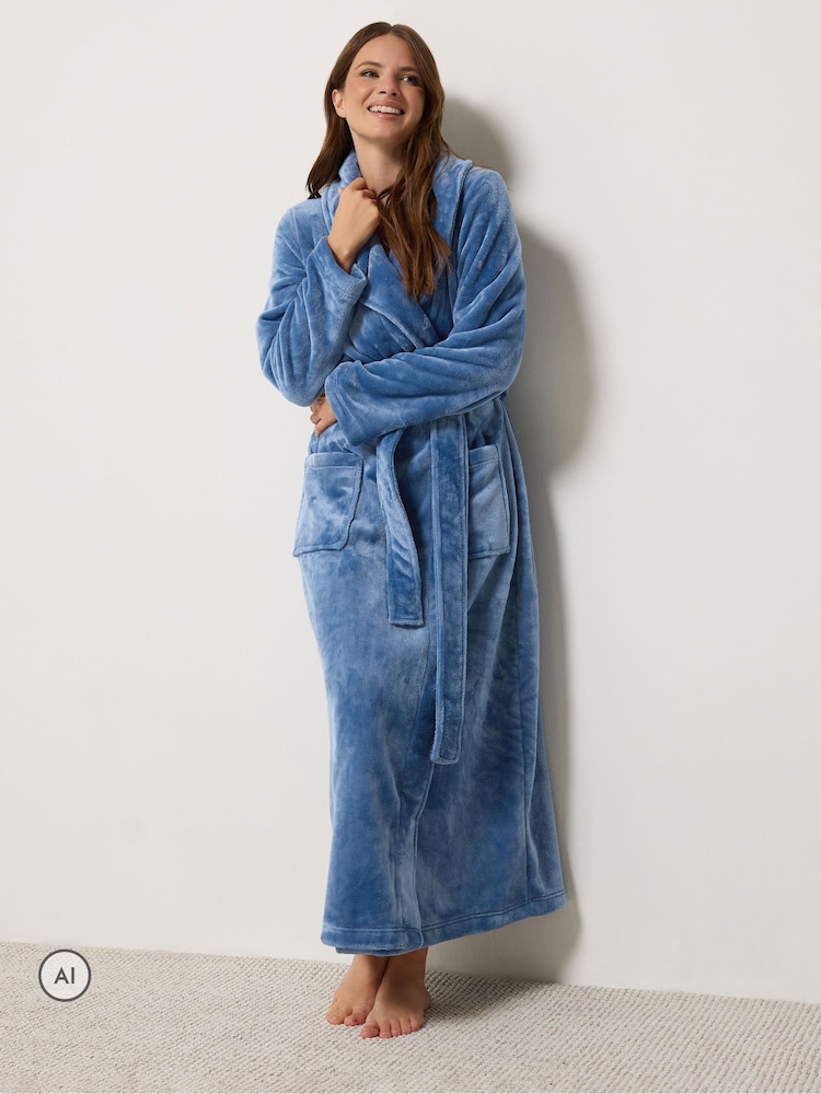 M&Co Blue Super Luxe Maxi Shawl Robe - Image 2 of 6 M&Co Blue Super Luxe Maxi Shawl Robe - Image 2 of 6