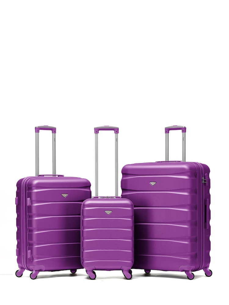 Vijolična - Flight Knight Hardcase velik karirast; s karirastim vzorcem in Suitcases and Cabin Case Set of 3 - Slika 1 iz 7