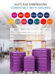 Vijolična - Flight Knight Hardcase velik karirast; s karirastim vzorcem in Suitcases and Cabin Case Set of 3 - Slika 3 iz 7