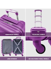 Vijolična - Flight Knight Hardcase velik karirast; s karirastim vzorcem in Suitcases and Cabin Case Set of 3 - Slika 7 iz 7
