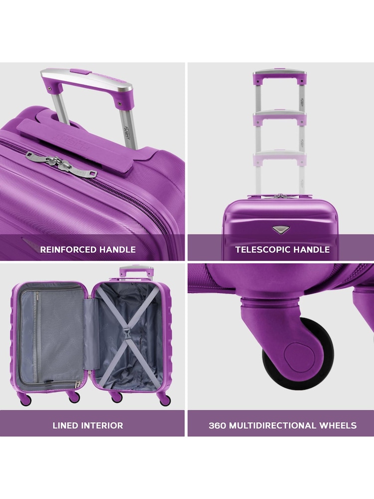 Vijolična - Flight Knight Hardcase velik karirast; s karirastim vzorcem in Suitcases and Cabin Case Set of 3 - Slika 7 iz 7