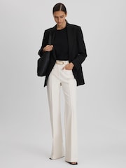 Reiss Cream Claude High Rise Flared Trousers - Image 1 of 5