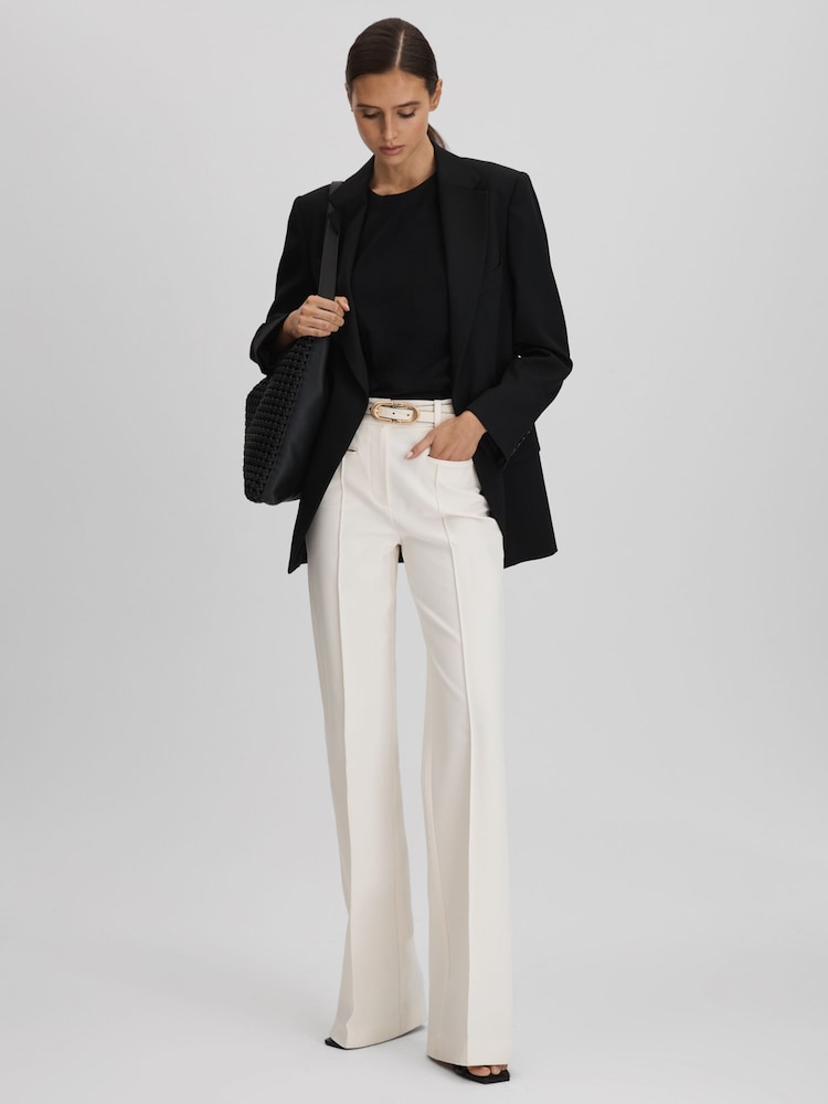 Reiss Cream Claude High Rise Flared Trousers - Image 1 of 5