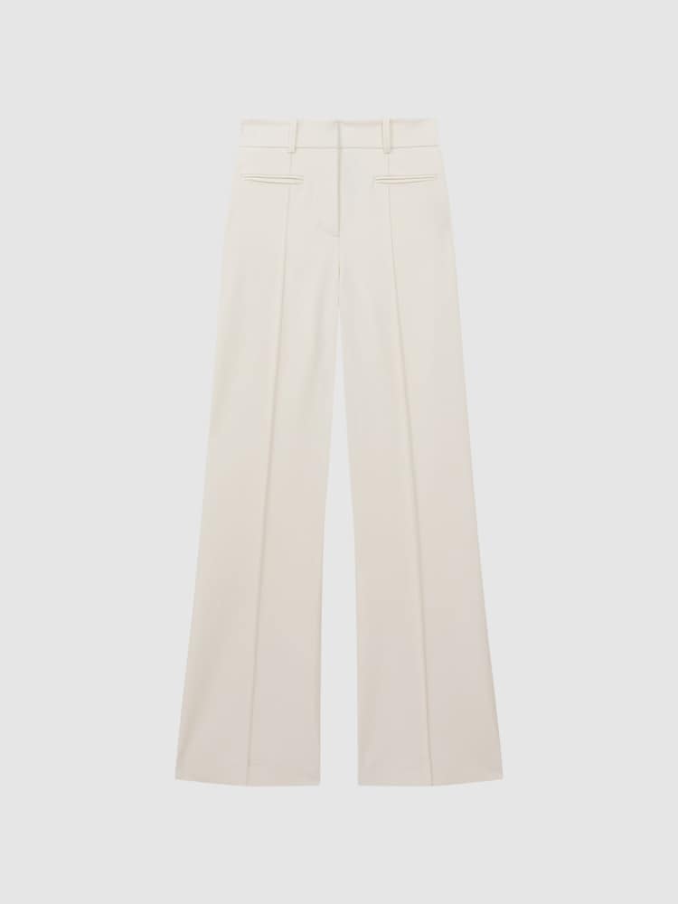 Reiss Cream Claude High Rise Flared Trousers - Image 2 of 5