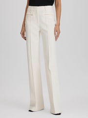 Reiss Cream Claude High Rise Flared Trousers - Image 3 of 5