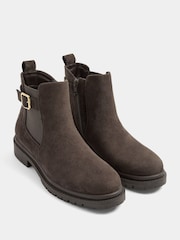 Yours Curve Brown Extra Wide Fit Faux Leather Buckle Chelsea Boots - Image 3 of 5