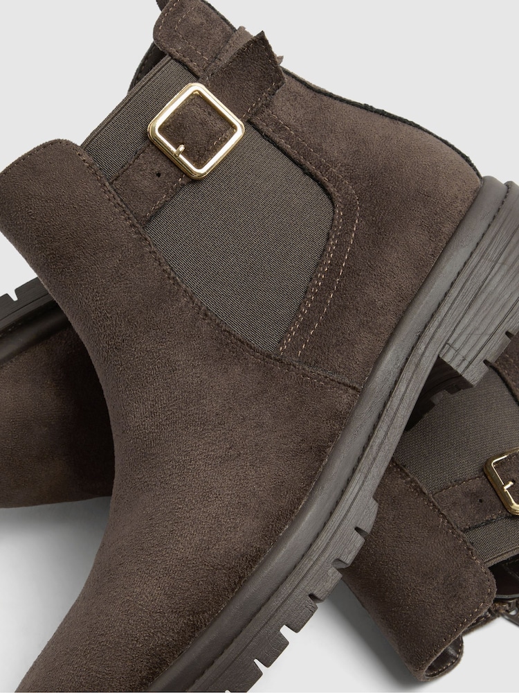 Yours Curve Brown Extra Wide Fit Faux Leather Buckle Chelsea Boots - Image 5 of 5