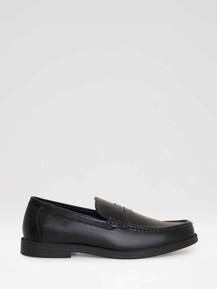 Threadbare Black Faux Leather Slip On Loafers - Image 1 of 4