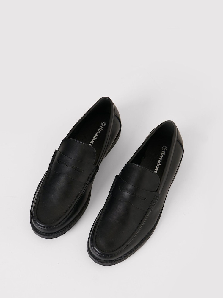 Threadbare Black Faux Leather Slip On Loafers - Image 2 of 4
