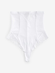 White Super High Waist Thong Firm Tummy Control Shaping Briefs - Image 6 of 6