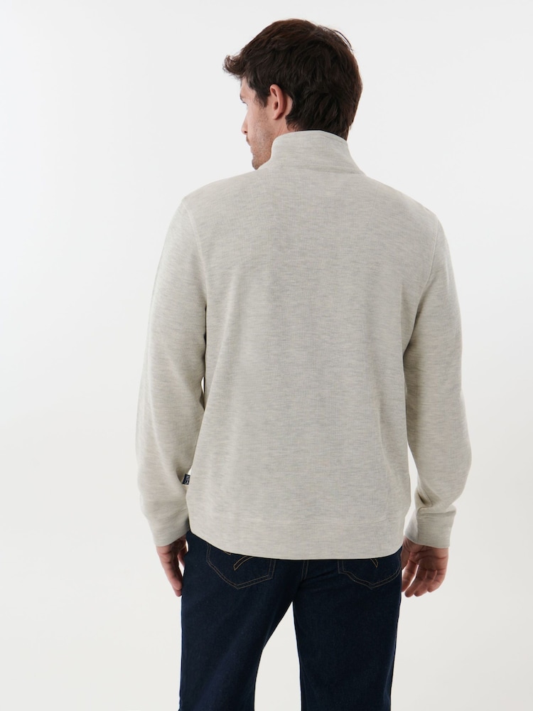 Saltwell Cream Jersey Ribbed Quarter Zip Fleece - Image 2 of 8 Saltwell Cream Jersey Ribbed Quarter Zip Fleece - Image 2 of 8