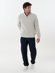 Saltwell Cream Jersey Ribbed Quarter Zip Fleece - Image 3 of 8