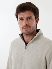 Saltwell Cream Jersey Ribbed Quarter Zip Fleece - Image 4 of 8