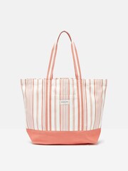 Joules Promenade Cream & Red Canvas Beach Bag - Image 3 of 6