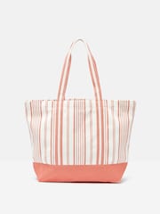 Joules Promenade Cream & Red Canvas Beach Bag - Image 4 of 6