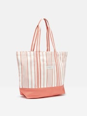 Joules Promenade Cream & Red Canvas Beach Bag - Image 5 of 6