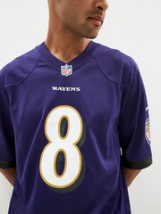 Nike Purple NFL Baltimore Ravens Home Game Jersey - Lamar Jackson - Image 4 of 8