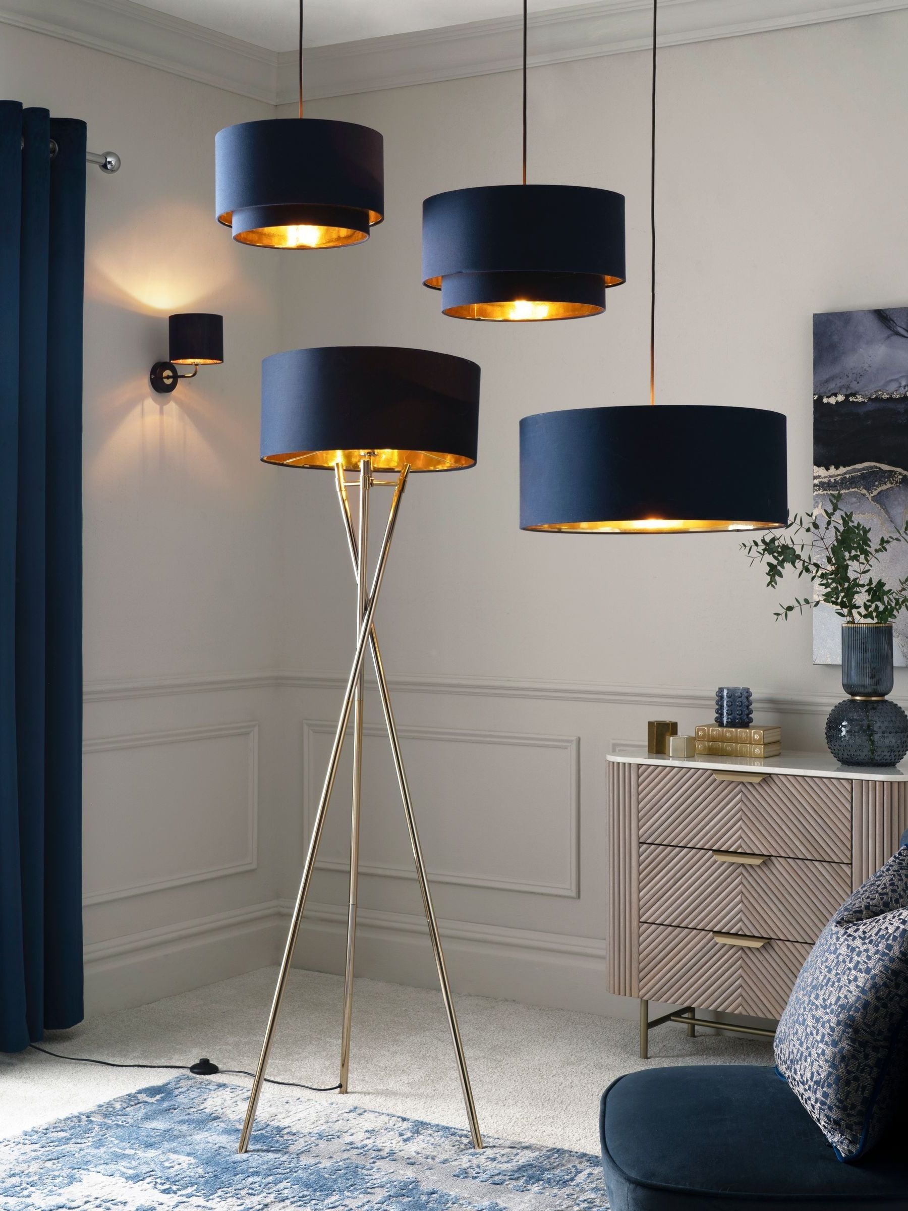 Dark navy floor lamp sale