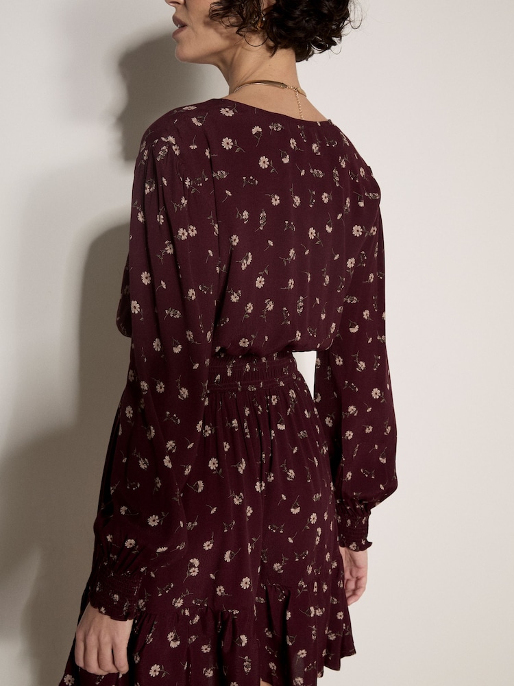 Apricot Red Vintage Floral Crepe Mini Dress - Image 2 of 4 Apricot Red Vintage Floral Crepe Mini Dress - Image 2 of 4