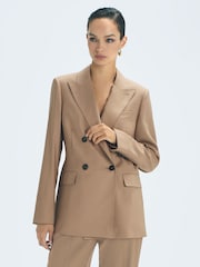 Reiss Camel Kate Wool Double Breasted Blazer - Image 1 of 6