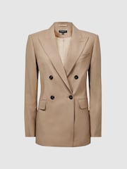 Reiss Camel Kate Wool Double Breasted Blazer - Image 2 of 6