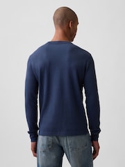 marine - T-shirt Gap en maille gaufrée à manches longues - Image 2 de 5