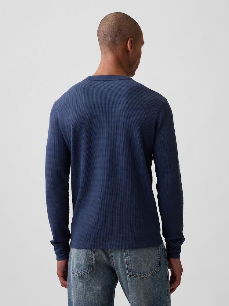 marine - T-shirt Gap en maille gaufrée à manches longues - Image 2 de 5