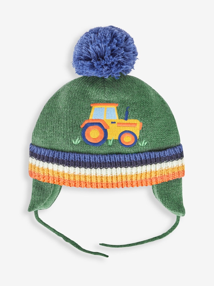 Vert kaki - JoJo Maman Bébé Appliqué Bobble Hat - Image 1 of 3