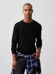 Noir - T-shirt Gap en maille gaufrée à manches longues - Image 1 de 5