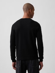Noir - T-shirt Gap en maille gaufrée à manches longues - Image 2 de 5