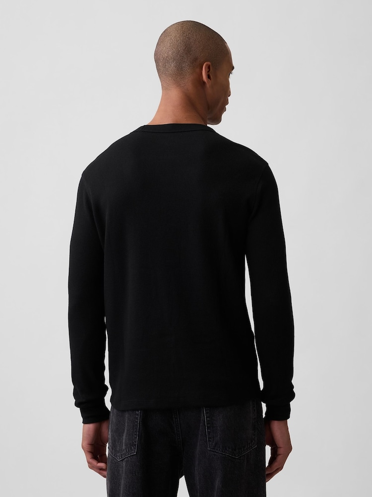 Noir - T-shirt Gap en maille gaufrée à manches longues - Image 2 de 5