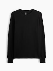 Noir - T-shirt Gap en maille gaufrée à manches longues - Image 4 de 5