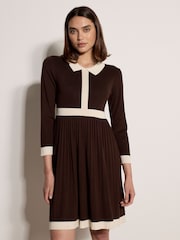 Apricot Colour Block Retro Knit Midi Dress - Image 1 of 4