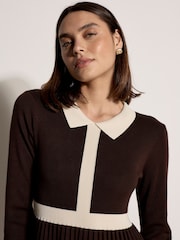 Apricot Colour Block Retro Knit Midi Dress - Image 3 of 4