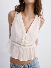 Mango Cream Embroidered Boho Vest - Image 4 of 7