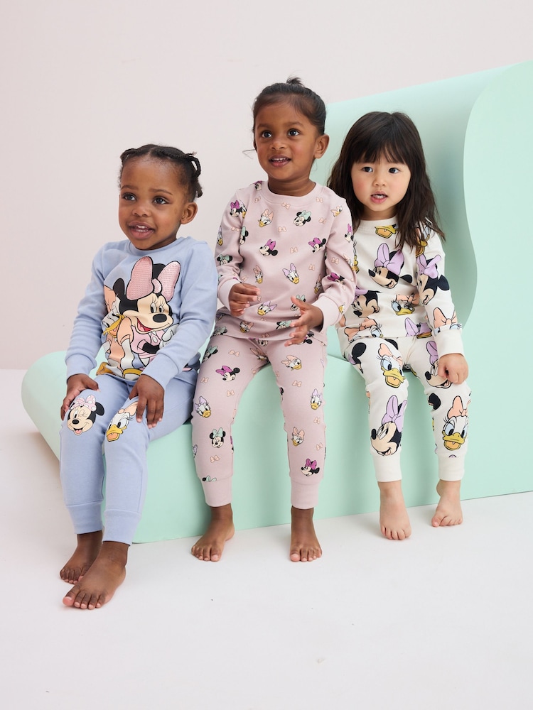 Rose/bleu/blanc - Minnie Mouse License Snuggle Pyjamas 3 Pack (9mths-12yrs) - Image 1 de 14