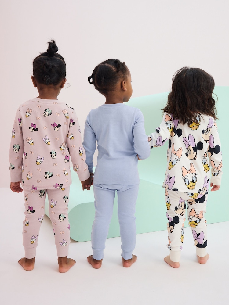 Rose/bleu/blanc - Minnie Mouse License Snuggle Pyjamas 3 Pack (9mths-12yrs) - Image 2 de 14