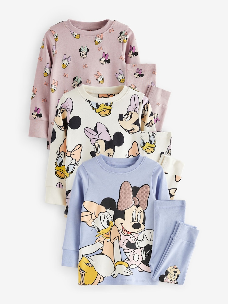 Pink/Blau/Weiß - Minnie Mouse kuschelige Pyjamas im 3er-Pack (9 Monate bis 12 Jahre) - Image 9 of 14