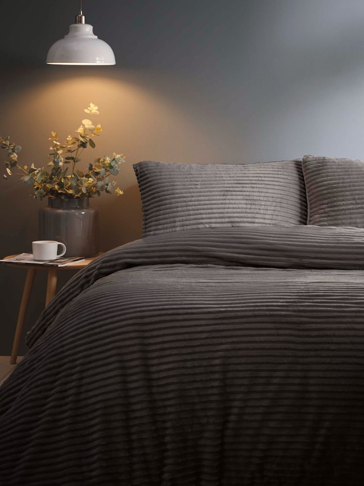 Jumbo Cord Silentnight Grey Duvet Cover And Pillowcase Set - Image 1 of 1