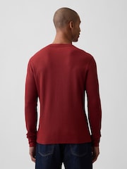 Rouge foncé - T-shirt Gap en maille gaufrée à manches longues - Image 2 de 5