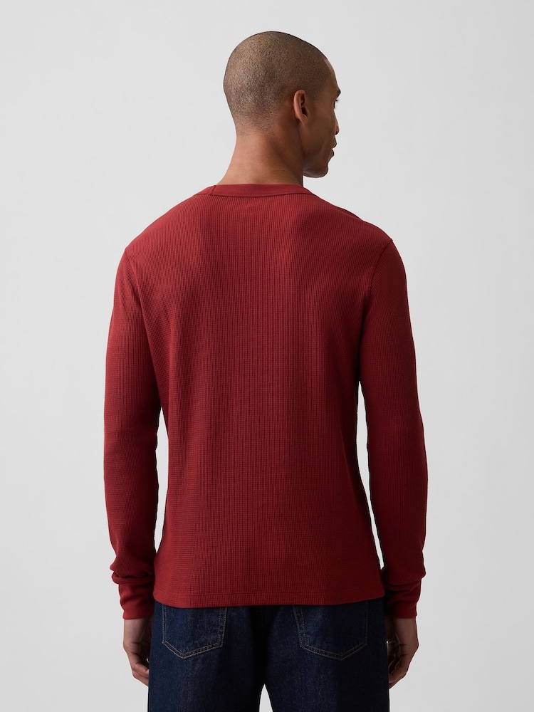 Rouge foncé - T-shirt Gap en maille gaufrée à manches longues - Image 2 de 5