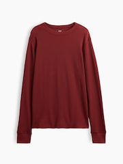 Rouge foncé - T-shirt Gap en maille gaufrée à manches longues - Image 4 de 5